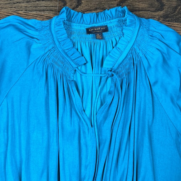 Current Air Mini Dress Smocked pleated Medium TEAL long sleeve tunic - Picture 4 of 8
